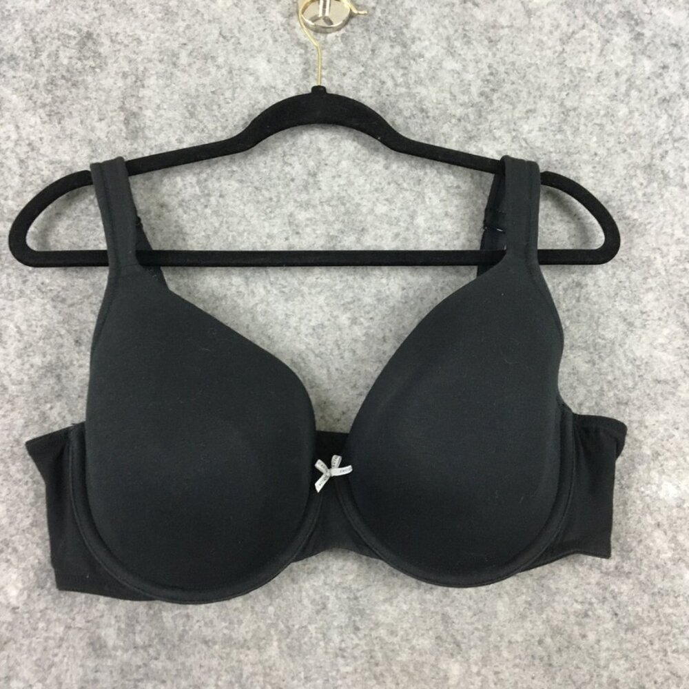 Cacique Bra 40DD Lightly Lined Full Coverage Solid Black Cotton Underwire Smooth